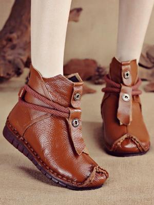Vintage Comfort Soft Leather Panel Zip Booties
