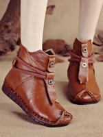 Vintage Comfort Soft Leather Panel Zip Booties
