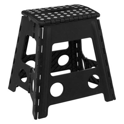 Keukenkrukje/opstapje - opvouwbaar - zwart - kunststof - 29 x 22 x 39 cm - huishoudkruk