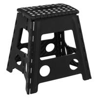 Keukenkrukje/opstapje - opvouwbaar - zwart - kunststof - 29 x 22 x 39 cm - huishoudkruk