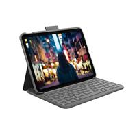 Logitech Slim Folio Keyboard Case voor iPad (10e generatie en A16) met geïntegreerd draadloos Bluetooth-toetsenbord, US International QWERTY indeling - Grijs