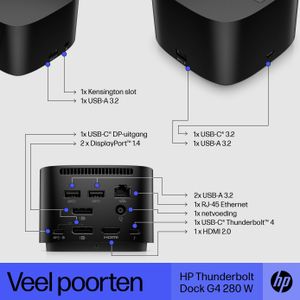 HP Thunderbolt Dock G4 - Dockingstation Thunderbolt 4 dockingstation Geschikt voor merk: HP Incl. Kensington-slot