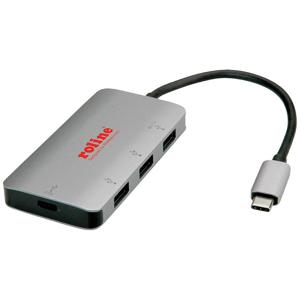 ROLINE 14.02.5038 interface hub USB 3.2 Gen 2 (3.1 Gen 2) Type-C 5000 Mbit/s Zilver