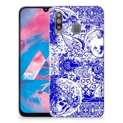 Silicone Back Case Samsung Galaxy M30 Angel Skull Blauw Silicone Back Case Samsung Galaxy M30 Angel Skull Blauw