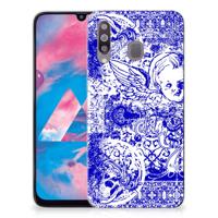 Silicone Back Case Samsung Galaxy M30 Angel Skull Blauw