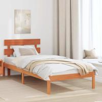 vidaXL Bedframe met Hoofdbord Wasbruin 75x190 cm van Massief Grenenhout