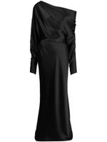 Amsale robe longue en satin à épaules dénudées - Noir