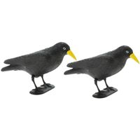 Raaf/kraai - 2x - zwart - Halloween decoratie dieren - 35 cm