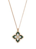 Roberto Coin collier Princess Flower en or rose 18ct serti de diamants et de malachite