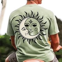 Grafisch MOON Zon Dagelijks Ontwerper Casual Voor heren 3D-afdrukken T-shirt Buitensporten Feestdagen Uitgaan T-shirt blauw Groen Khaki Korte mouw Strakke ronde hals Overhemd Lente zomer Kleding S M Lightinthebox