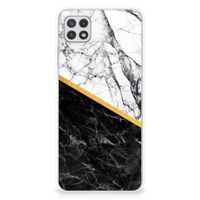 Samsung Galaxy A22 5G TPU Siliconen Hoesje Marmer Wit Zwart - Origineel Cadeau Man