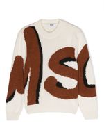 MSGM Kids pull à logo en intarsia - Tons neutres