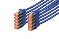 DIGITUS LAN kabel Cat 6 - 1m - 10 stuks - RJ45 netwerkkabel - S/FTP afgeschermd - Compatibel met Cat 6A & Cat 7 - Blauw