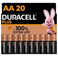 Duracell Plus AA-batterijen (20 stuks) - 1,5V-alkaline batterijen - Gaan tot 100% langer mee - Betrouwbaar voor dagelijks gebruikte apparaten - 0% plastic verpakking - 10 jaar te bewaren - LR6 MN1500