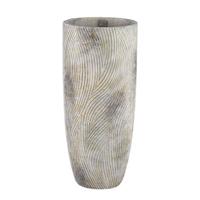 PTMD Linc Grey cement pot waves pattern high round XL - thumbnail