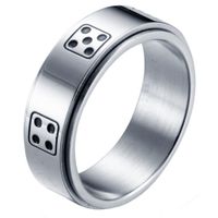 Stalen mannen ring Dobbelsteen spinner Zilver-17mm - thumbnail