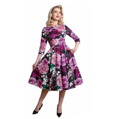 Hearts & Roses Sydney Floral Swing Dress Purple-M Hearts & Roses Sydney Floral Swing Dress Purple-M