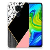 Xiaomi Redmi Note9 TPU Hoesje Zwart Roze Vormen - thumbnail