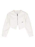 Monnalisa veste en cuir artificiel à plaque logo - Blanc