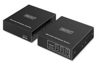 DIGITUS USB 3.2 Gen1 Extender via Ethernet – 4-poorts USB-Hub – 3x Type A, 1x Type C – 100 m bereik met Cat 6-netwerkkabel – 5 Gbps – Zwart