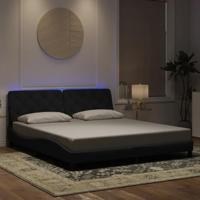 vidaXL Bedframe met LED-verlichting fluweel zwart 180x200 cm, bed, bed ombouw, tweepersoonsbed, bedbodem, slaapkamermeubel, 2 persoonsbed, logeerbed