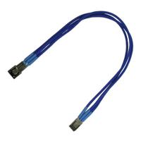 Nanoxia 900200017 3-pins Molex verlengkabel, 30 cm, blauwe enkele mouw