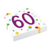 Feestservetten 60 Jaar Confetti (20st)