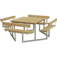 ThermoWood® Picknicktafel Vierkant Twist 4 Rugleuningen