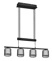 Trio RIO, Tafellamp, Burton 1xE14, max.28,0 W Organza, Rook, Lichaam: Metaal, mat zwart Ø:12,5cm, H:28,5cm Snoerschakelaar, IP20, Zonder lampje