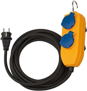 Brennenstuhl Bouwplaatsen-kabel IP54 met contactdozenblok 5m zwart H07RN-F 3G1,5 - 1169200010