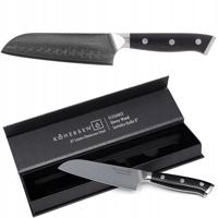Kohersen - Santoku Elegance 5 inch - mes - keukenmes van damaststaal, houten handvat van Afrikaans ebbenhout - roestvrij - Santoku multifunctioneel mes - 23,3 x 2 x 3,8 cm