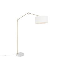QAZQA - Design Moderne vloerlamp goud met kap wit 50 cm verstelbaar - Editor | Woonkamer | Slaapkamer - Staal Langwerpig - E27 Geschikt voor LED - Max. 1 x 60 Watt