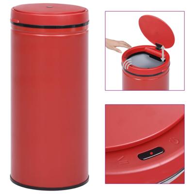 vidaXL Prullenbak met automatische sensor 80 L koolstofstaal rood vidaXL Prullenbak met automatische sensor 80 L koolstofstaal rood