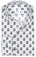 R2 Amsterdam Overhemd Wit Knopen Print Widespread Modern Fit
