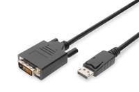 Digitus AK-340301-050-S DisplayPort-kabel DisplayPort / DVI Adapterkabel DisplayPort-stekker, DVI-D 24+1-polige stekker 5.00 m Zwart Schroefbaar - thumbnail