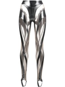 Mugler legging à effet de transparence - Argent