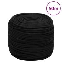 VidaXL Werktouw 6 mm 50 m polyester zwart - thumbnail