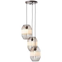 Brilliant Hanglamp Slope 3-lichts zwart met zandkleur 99479/76 - thumbnail