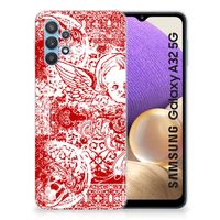 Silicone Back Case Samsung Galaxy A32 5G Angel Skull Rood