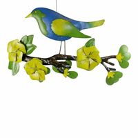 Metalen Wanddecoratie Vogel met Bloem - thumbnail