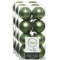 48x stuks kunststof kerstballen mos groen 4 cm glans/mat - thumbnail