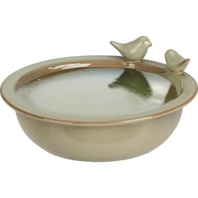 Pro Gardenvogelbad/voederschaal - saliegroen - keramiek -D24 x H10 cm- drinkschaal voor tuinvogels Pro Gardenvogelbad/voederschaal - saliegroen - keramiek -D24 x H10 cm- drinkschaal voor tuinvogels