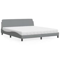 vidaXL Bed met matras stof lichtgrijs 180x200 cm
