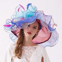 Organza / Veren Kentucky Derby Hat / fascinators / Hoofdtooi met Veer / Bloem / Gelaagd 1 PC Bruiloft / Buiten / Paardenrace Helm Lightinthebox