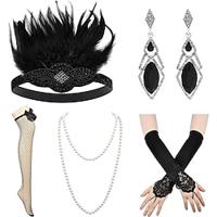 Vintage Jaren 1920 Gatsby Jaren '20 flapper hoofdband Accessoireset Ketting Oorbel Charleston Dames Veer Modieus Maskerade Festival Handschoenen Lightinthebox