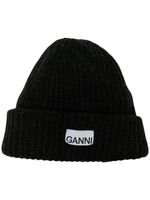 GANNI bonnet en maille nervurée - Noir - thumbnail