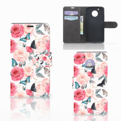 Motorola Moto G5 Hoesje Butterfly Roses Motorola Moto G5 Hoesje Butterfly Roses