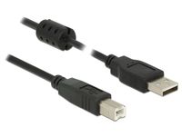 Delock USB-kabel USB 2.0 USB-A stekker, USB-B stekker 2.00 m Zwart Met Ferrietkern 84897