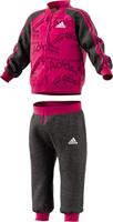 adidas Baby Basketbal Jogger French Terry trainingspak, Real Magenta/Zwart/Wit, 74