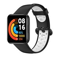 By Qubix - Tweekleurige sportband - Zwart met wit - Compatible met Xiaomi Redmi Watch 2 (Lite) - Compatible Xiaomi bandje